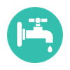 Icon of a water faucet with a drop of water