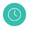 Clock with a simple round face and black hands showing the time