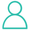 Icon of a person silhouette in teal color