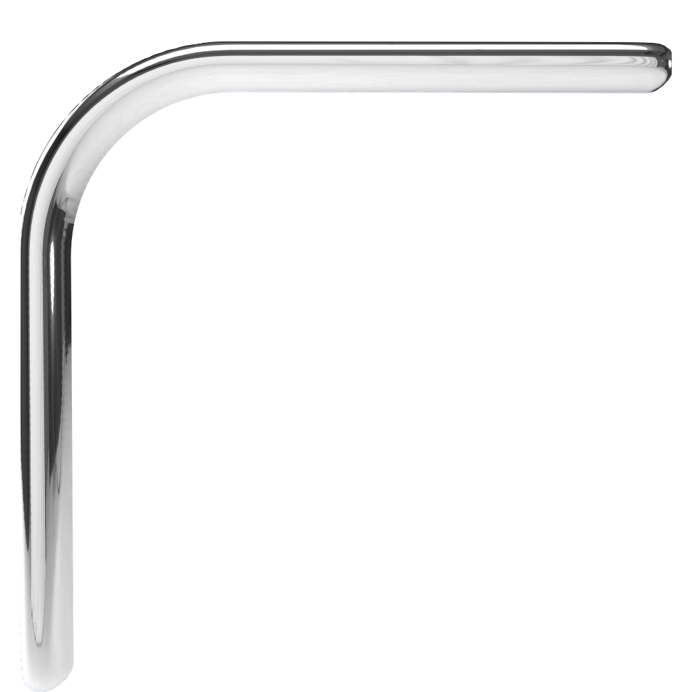 Close-up of a metal handle or hook with a shiny, reflective surface.