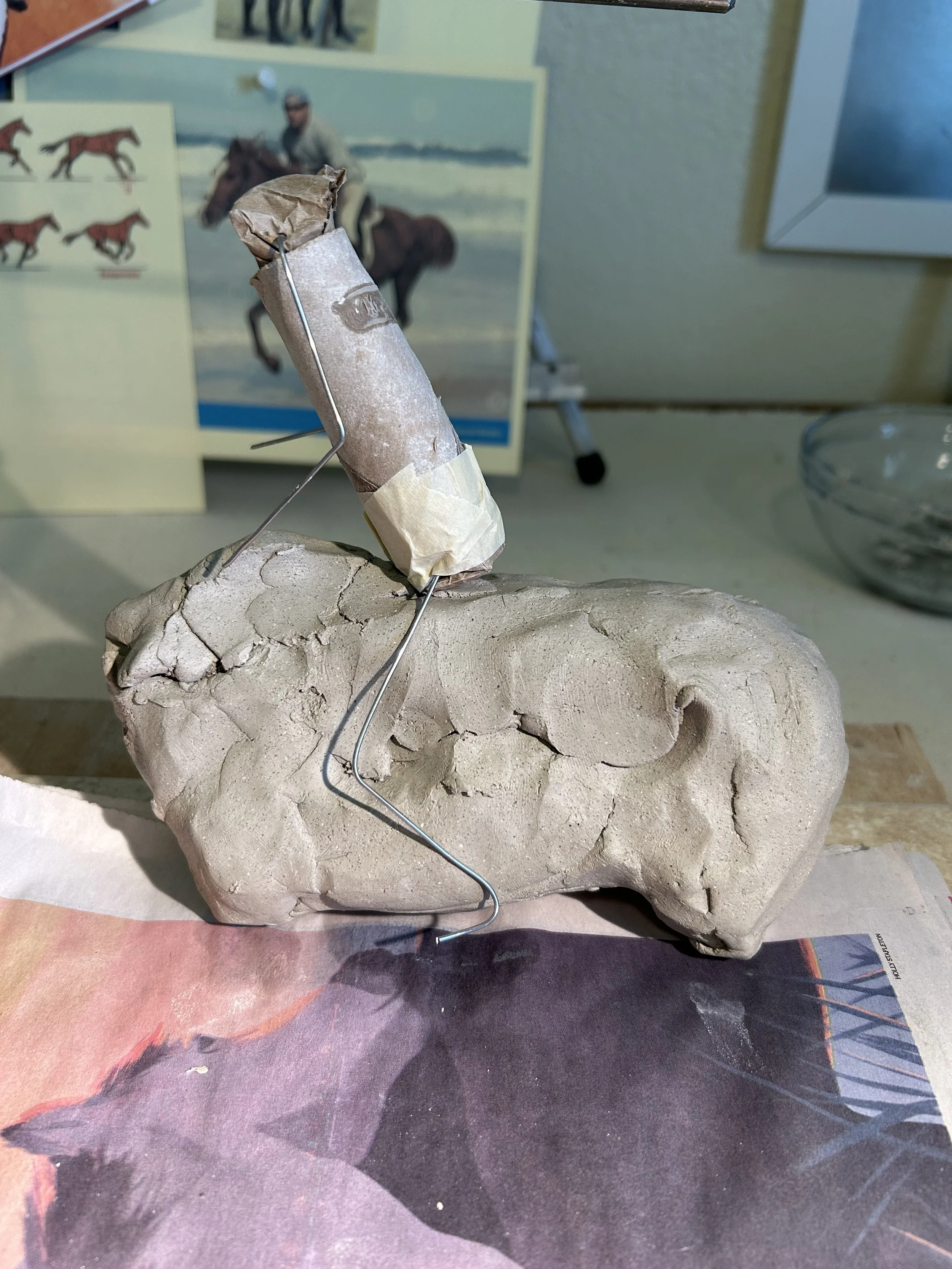 Adding the scaffold for the rider and the barrel of the horse.
