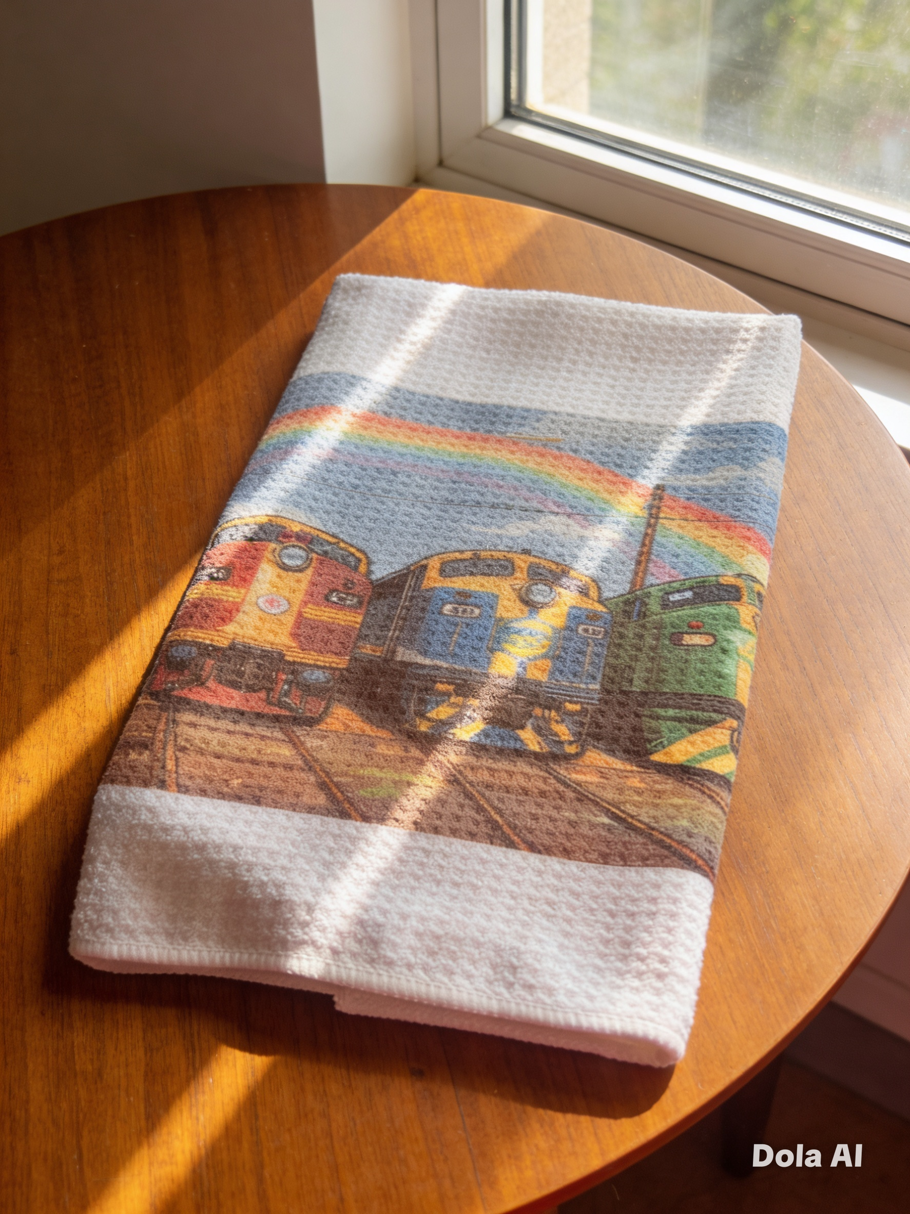 Rainbow Train Tea Towel