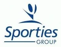 Sporties Group logo with stylized human figure and text
