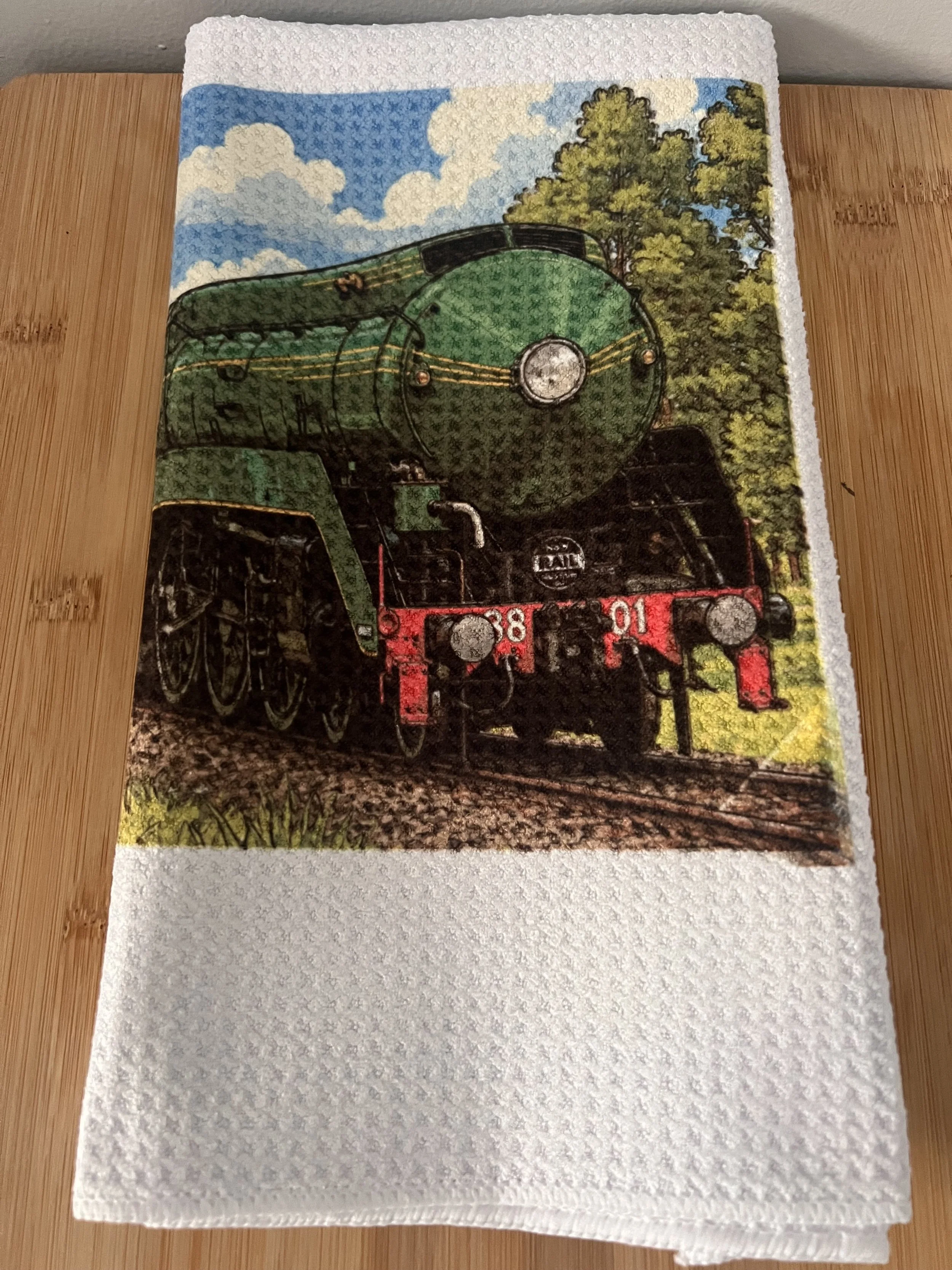 3801 Cartoon  Train Tea Towel