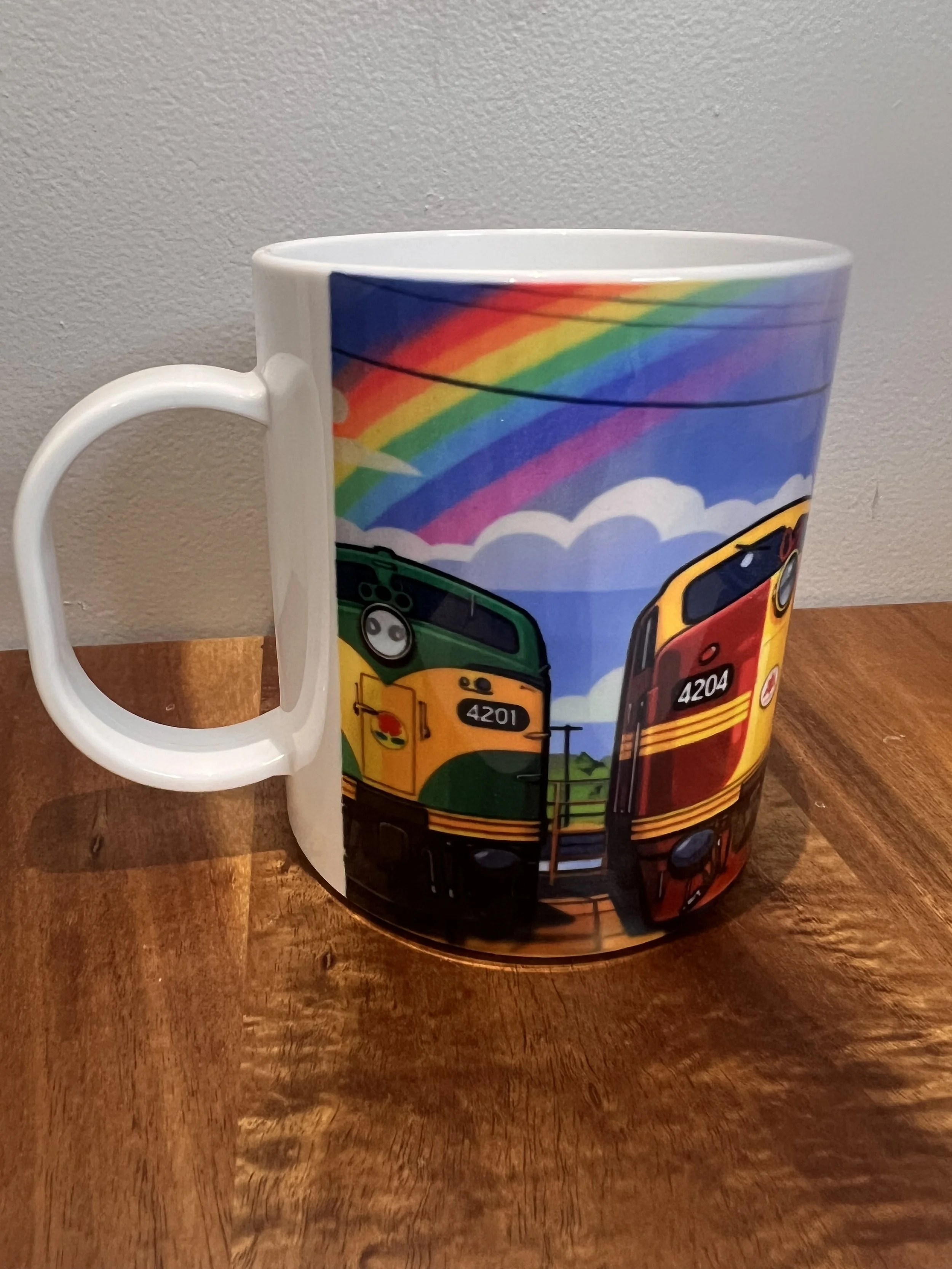 Rainbow Train  Polymer Mug