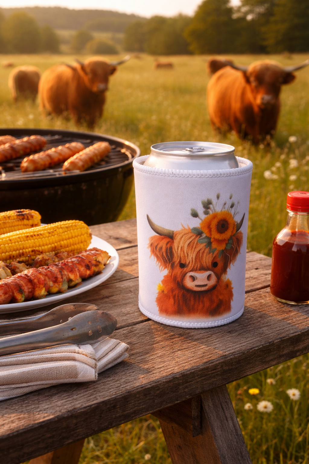 Highland Cow Stubby Cooler