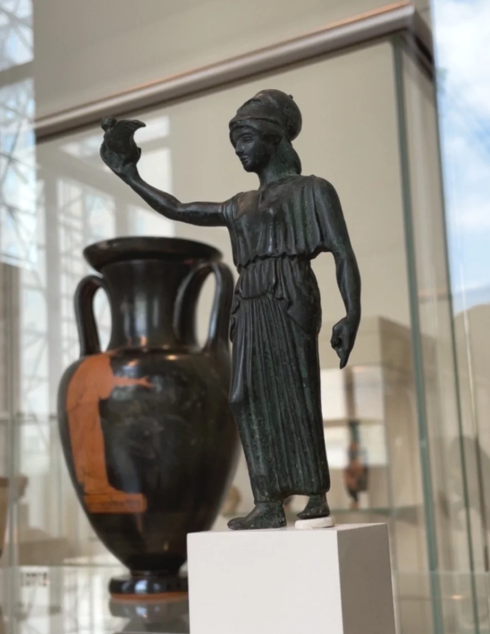 Bronze statuette of Athena flying her owl