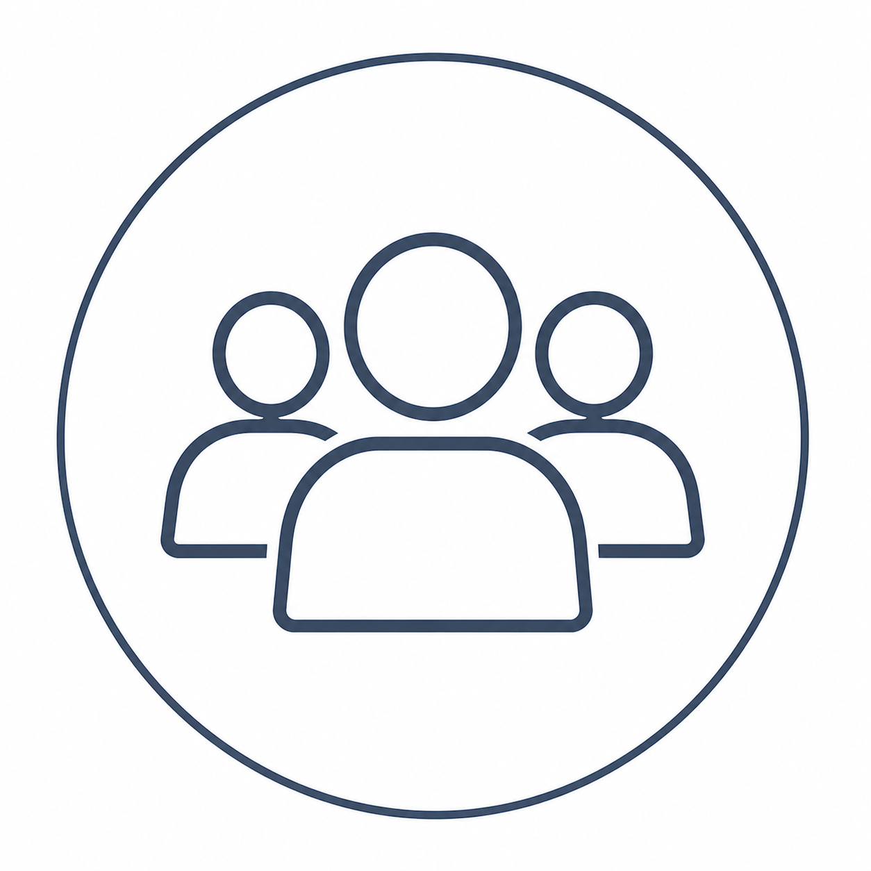Icon of three people in a group, symbolizing teamwork or community.