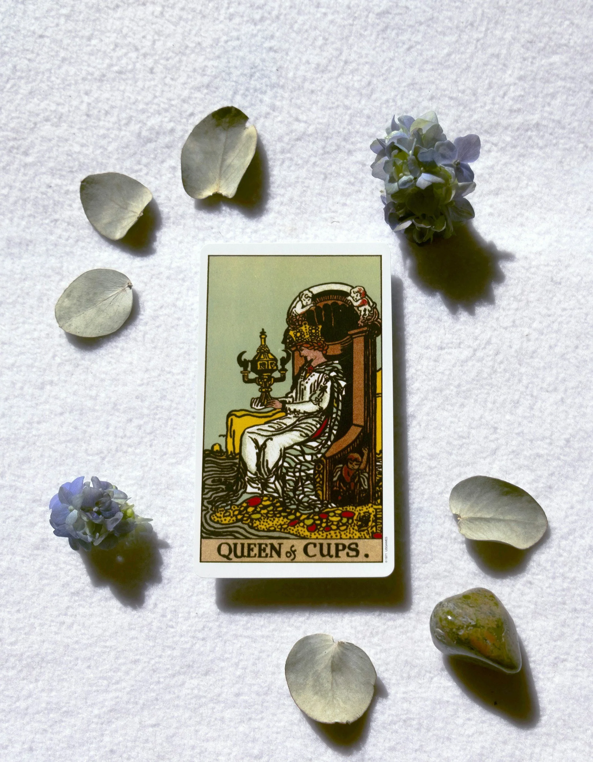 Queen of Cups tarot card at Cinder & Sage Tarot in Tasmania