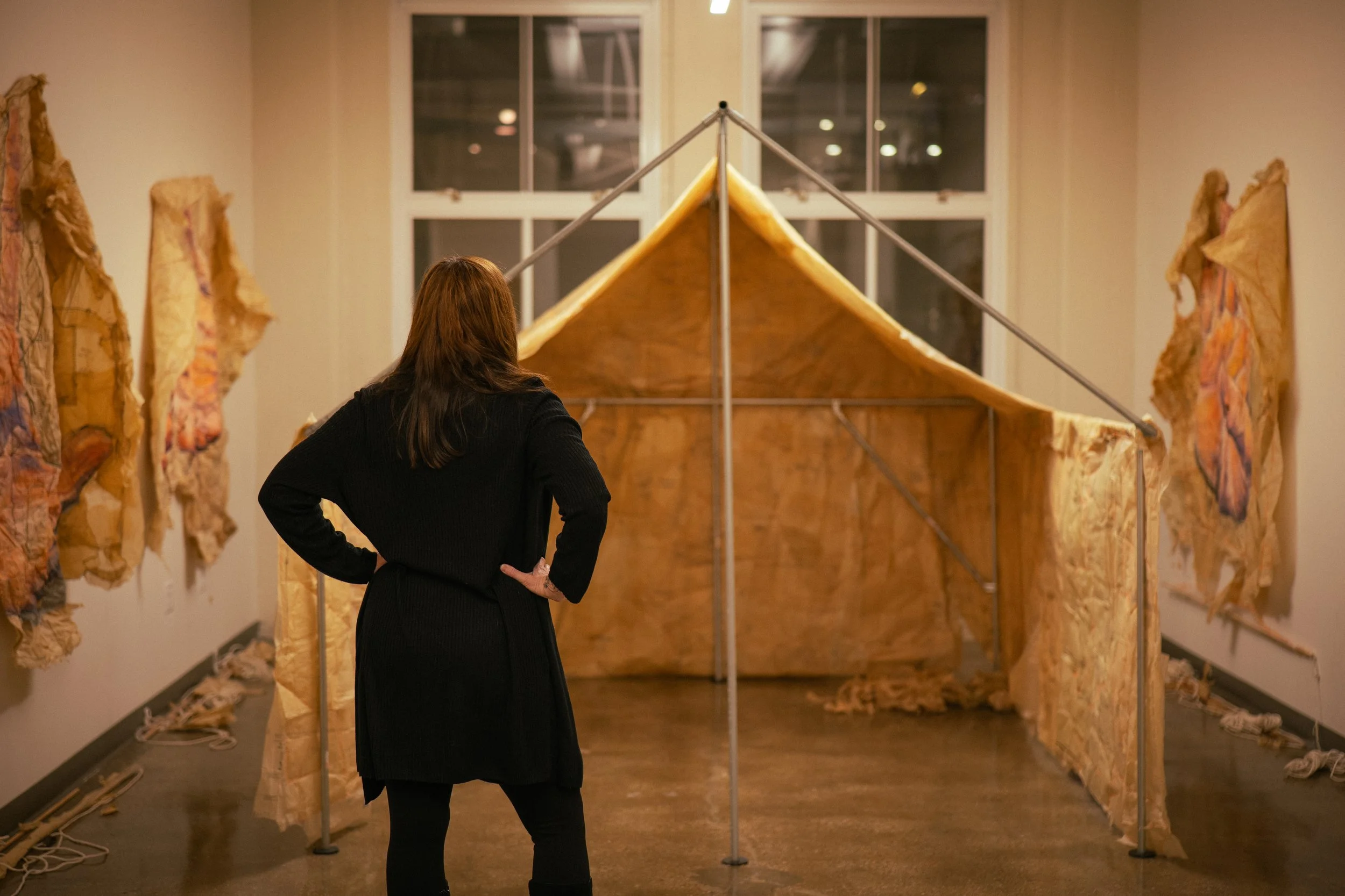 At Project 14C in Jersey City, an artist overlooks her work