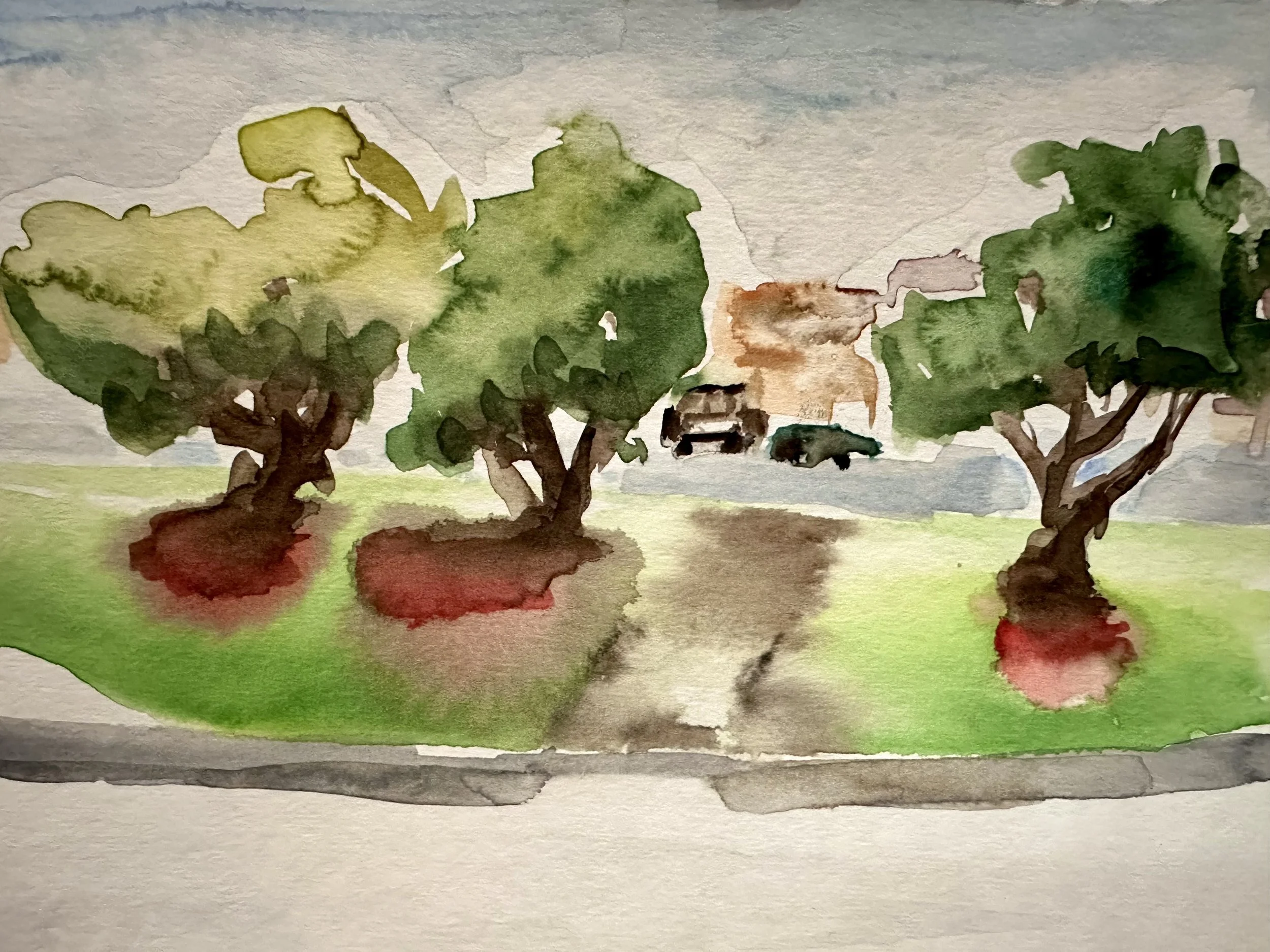 Blue mountains watercolour painting