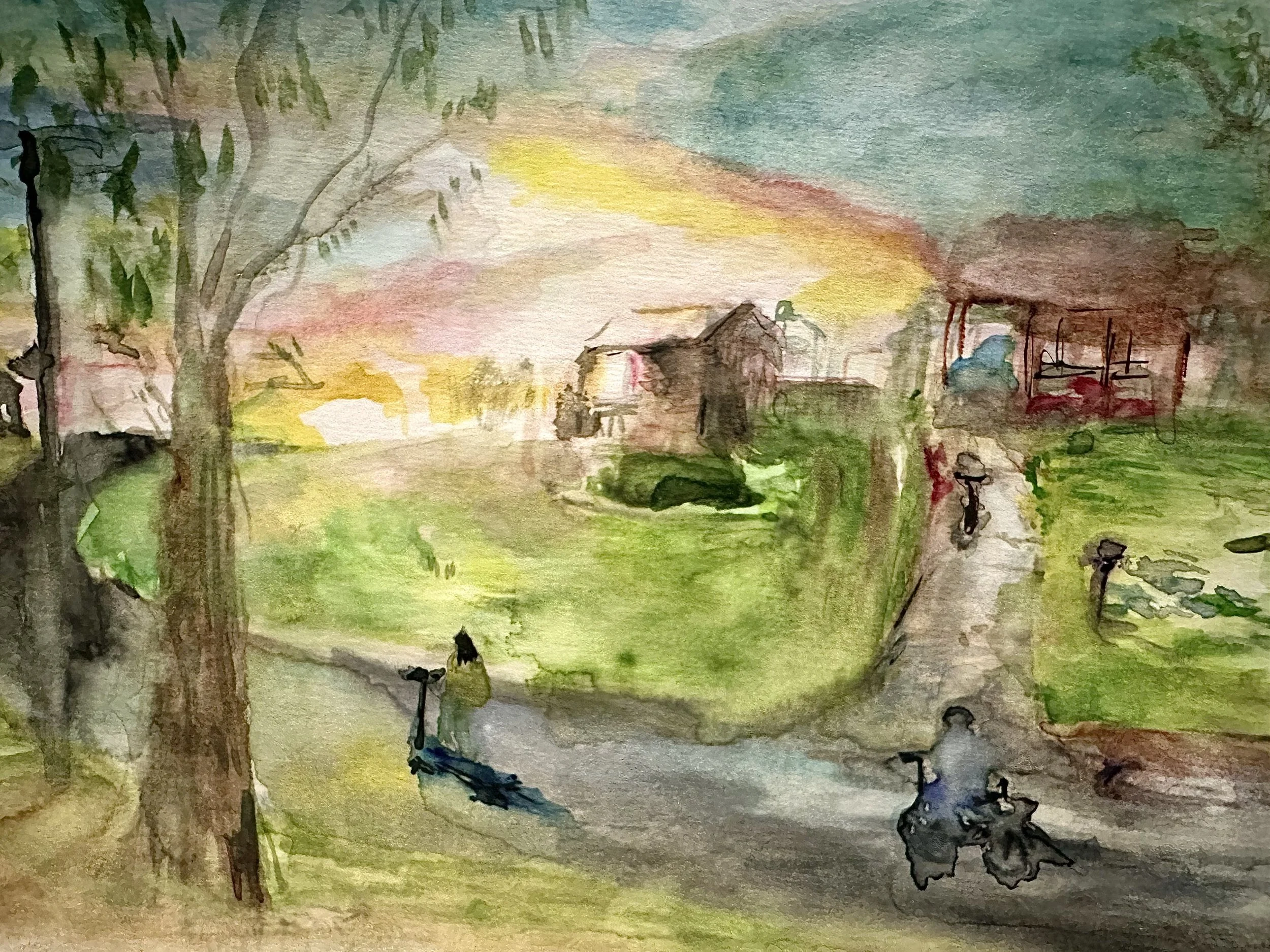 Huy Lim Kha - Haze series - Watercolour neighbourhood house - aphantasia art