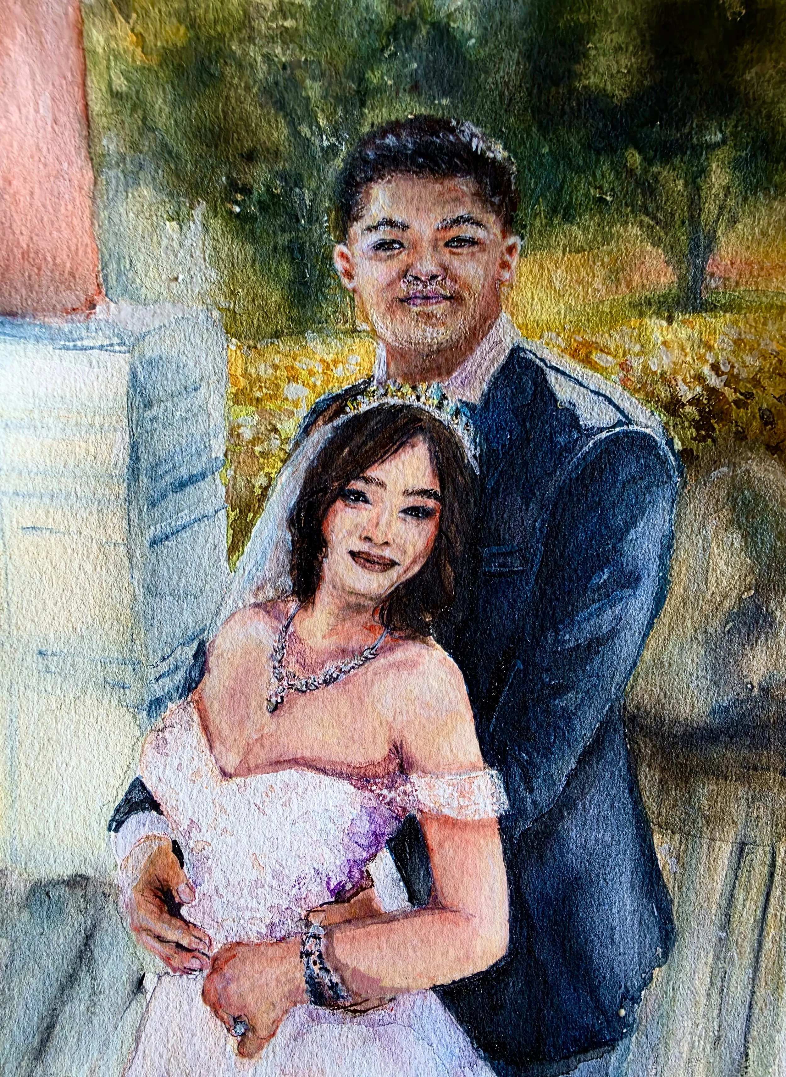 Wedding portrait commission watercolour