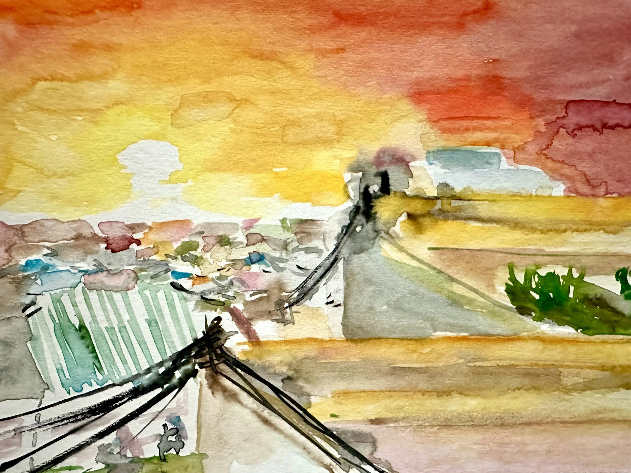 Huy Lim Kha - Phnom Penh at Sunset 2026 - Watercolour Khmer Cambodian Chinese artist - aphantasia art