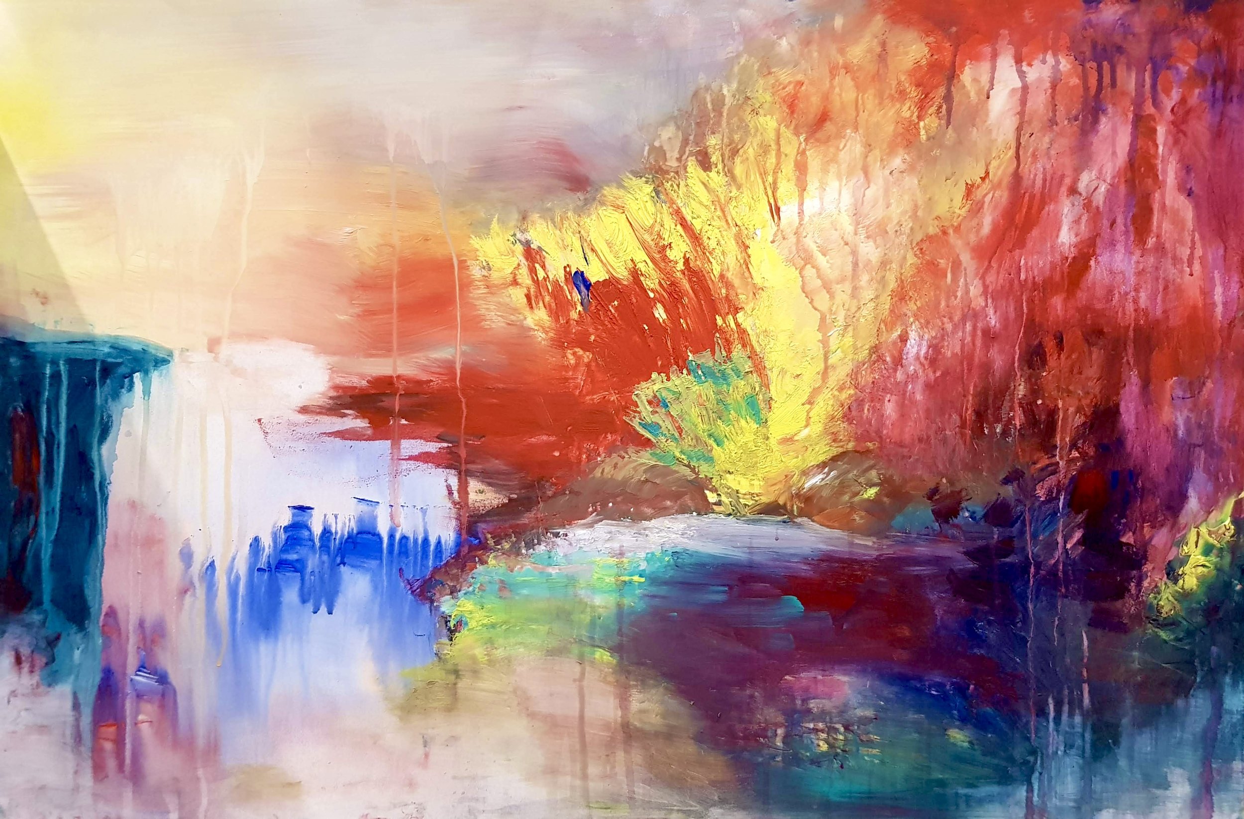 Huy Lim Kha - 2018 Abstract acrylic landscape drip painting