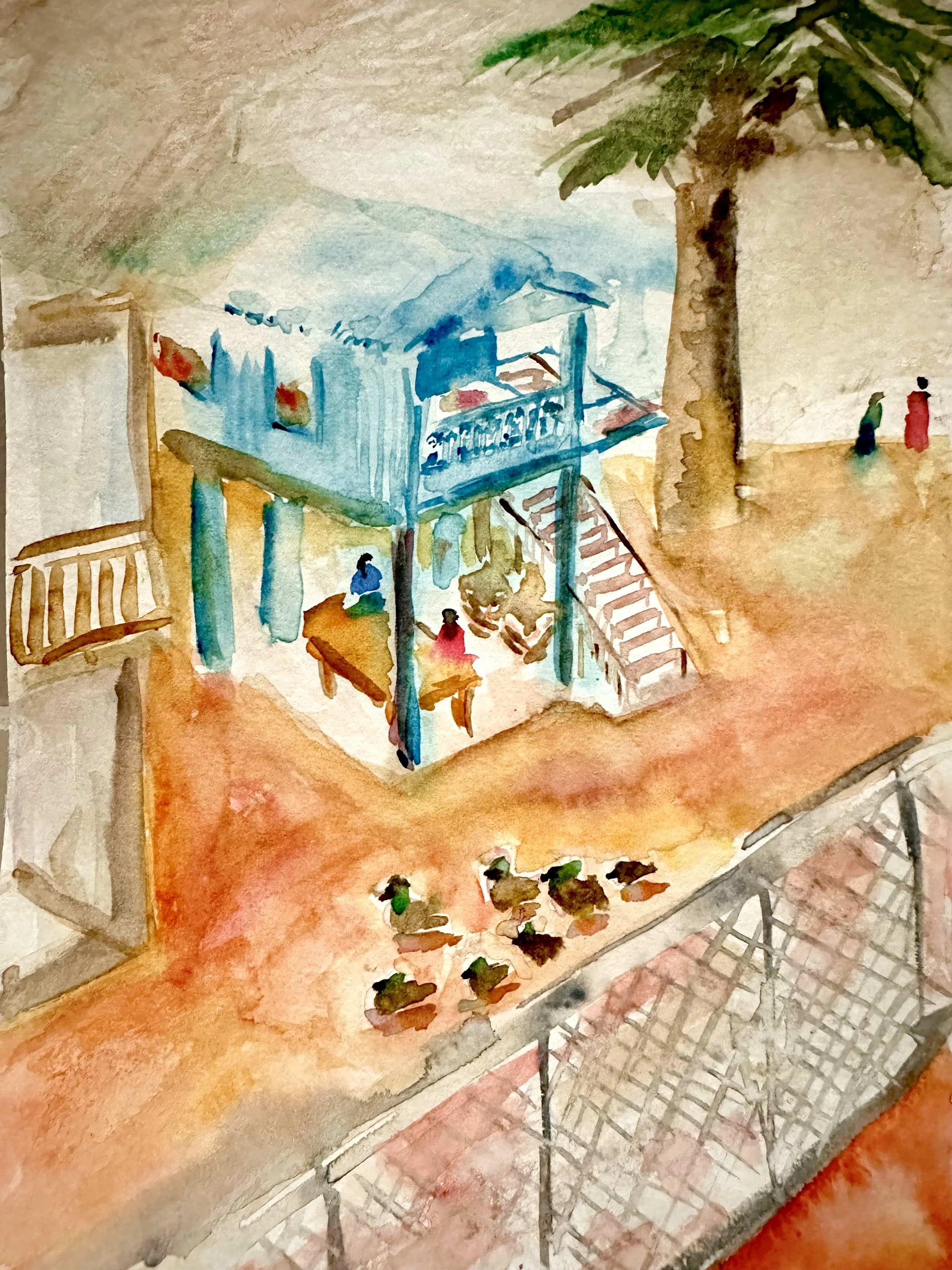 Huy Lim Kha - Village Ducks 2026 - Watercolour Khmer Cambodian Chinese artist - aphantasia art