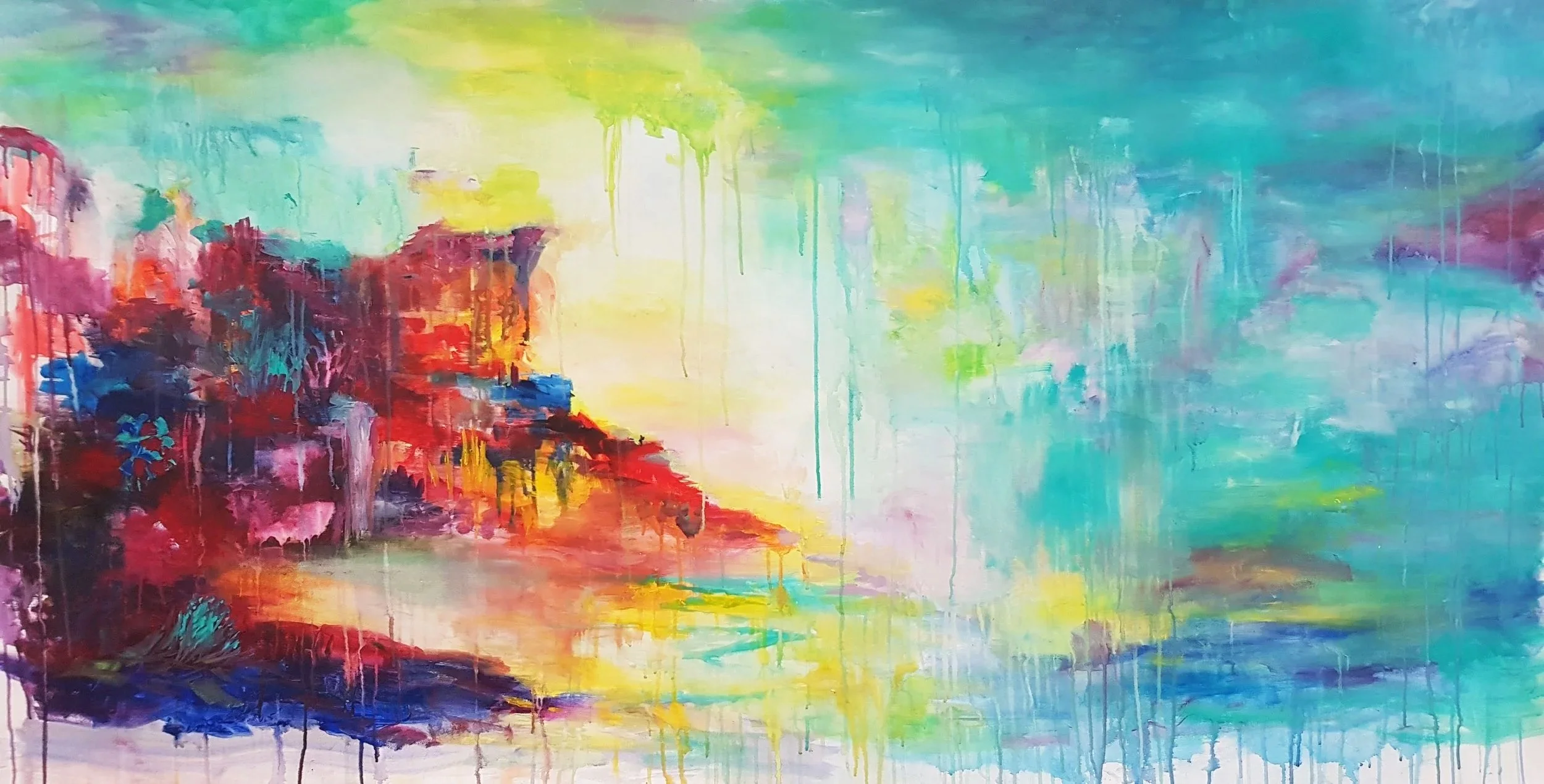 Huy Lim Kha - 2018 Abstract acrylic landscape drip painting