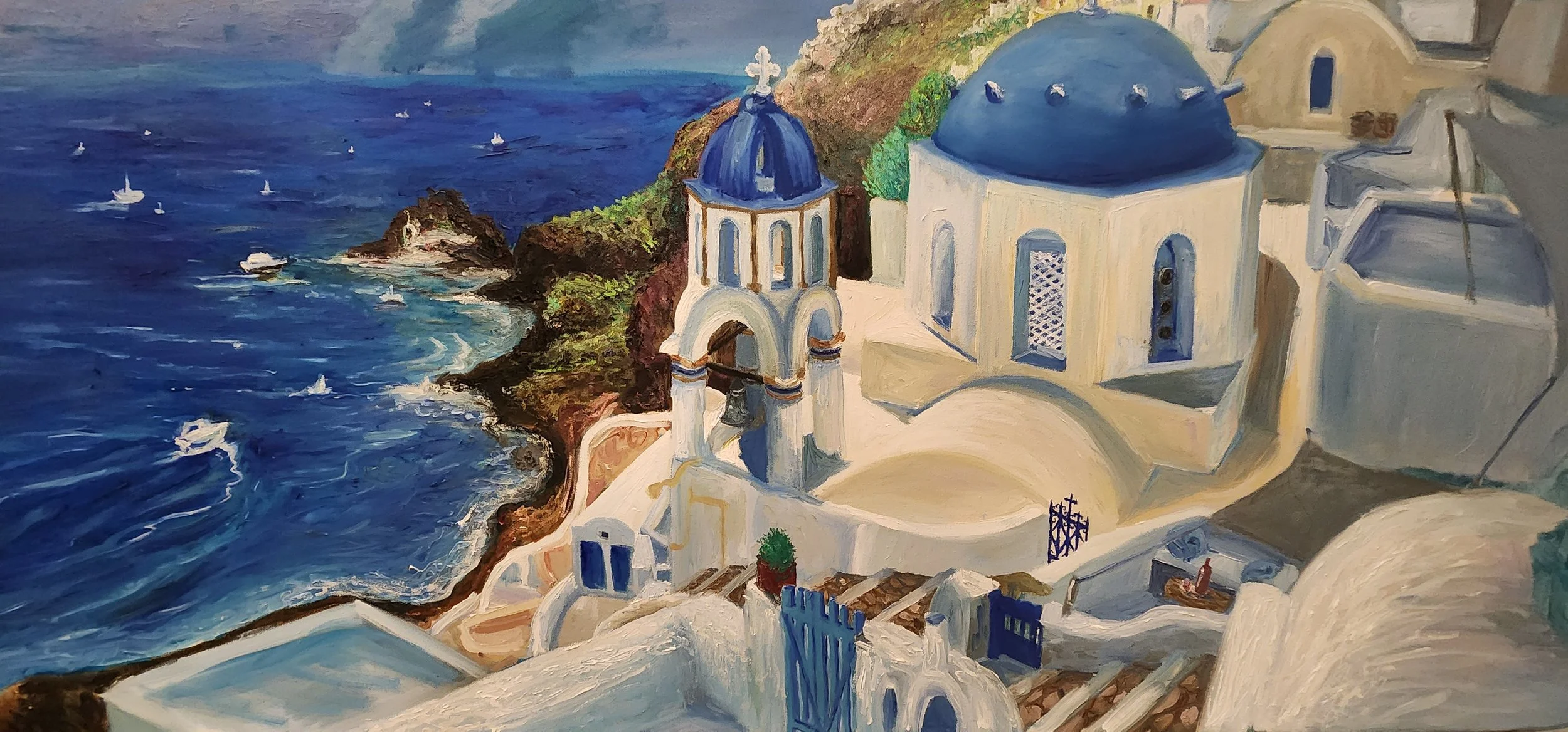 Santorini Oil Painting Commission