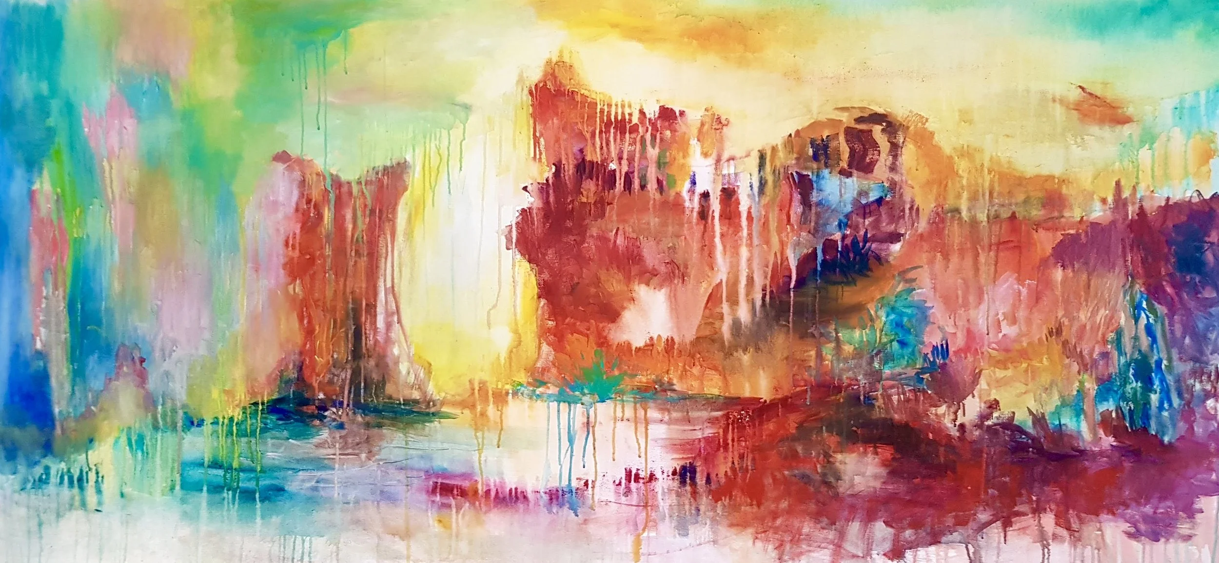 Huy Lim Kha - 2018 Abstract acrylic landscape drip painting - Suppression and Release