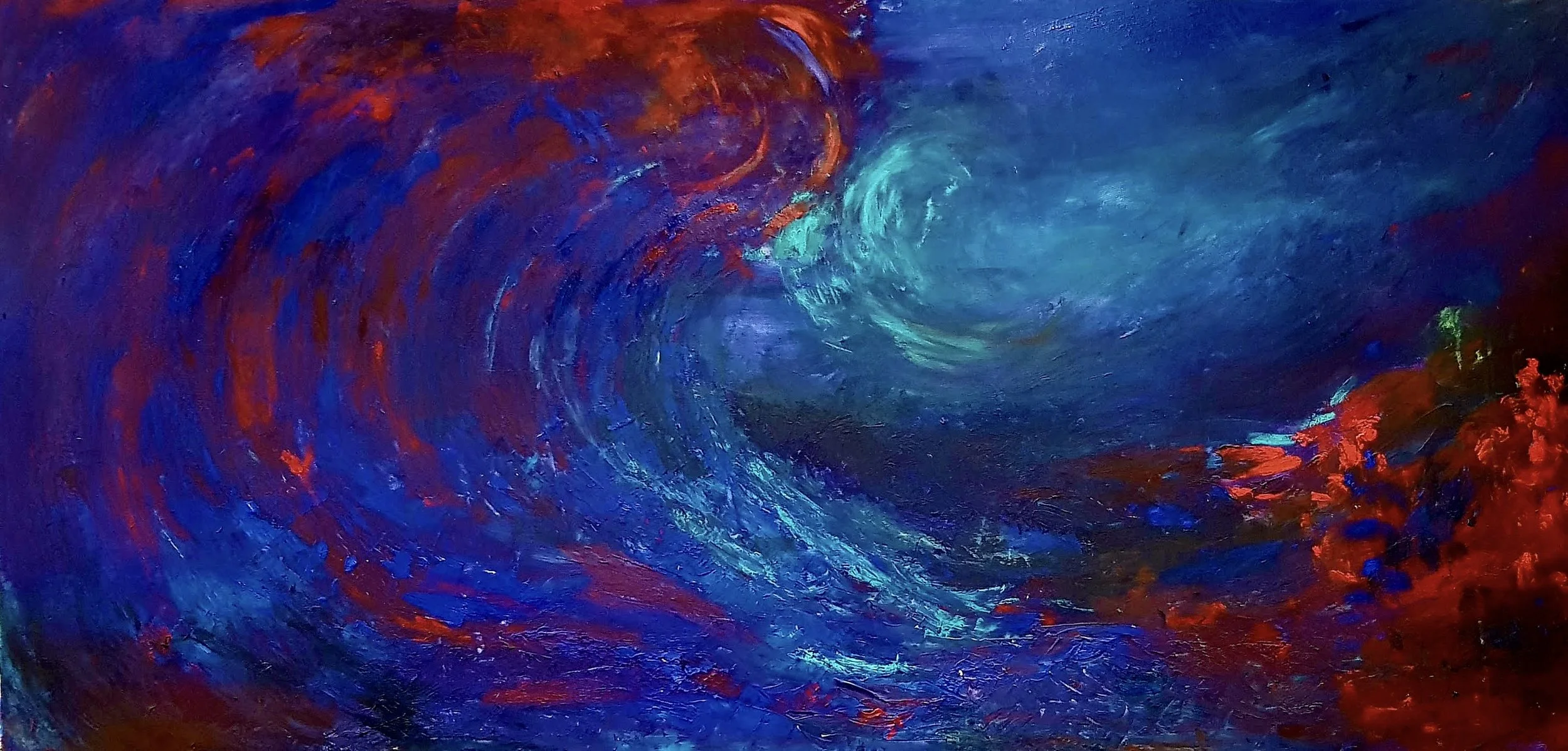 Huy Lim Kha - Turbulence (2018) - Abstract acrylic ocean landscape drip painting - Suppression and Release