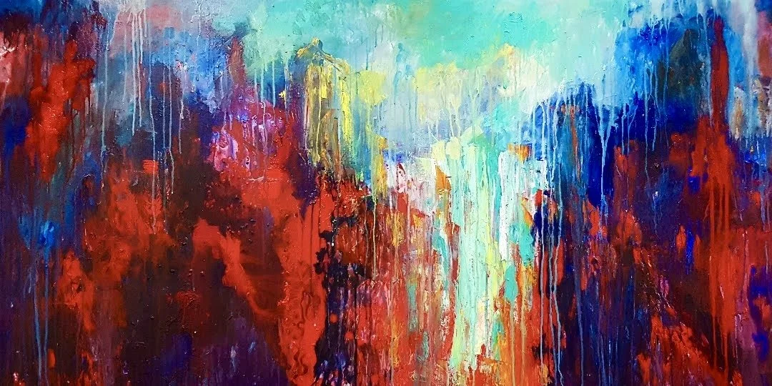 Huy Lim Kha - Release (2018) - Abstract acrylic landscape drip painting - Suppression and Release