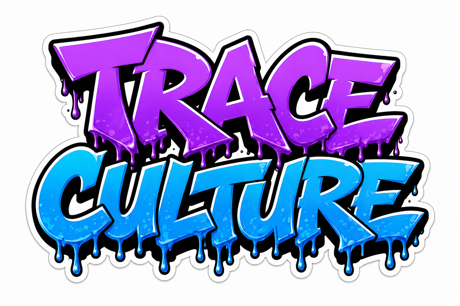 Graffiti-style text that reads 'TRASH CULTURE' in purple and blue colors with drippy effects.