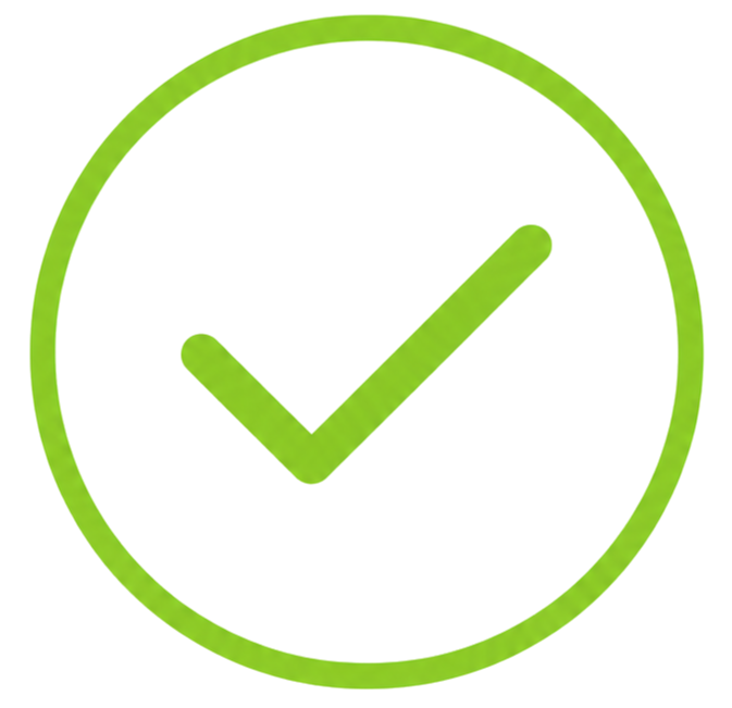 Green check mark inside a green circle, with a colorful distorted background.