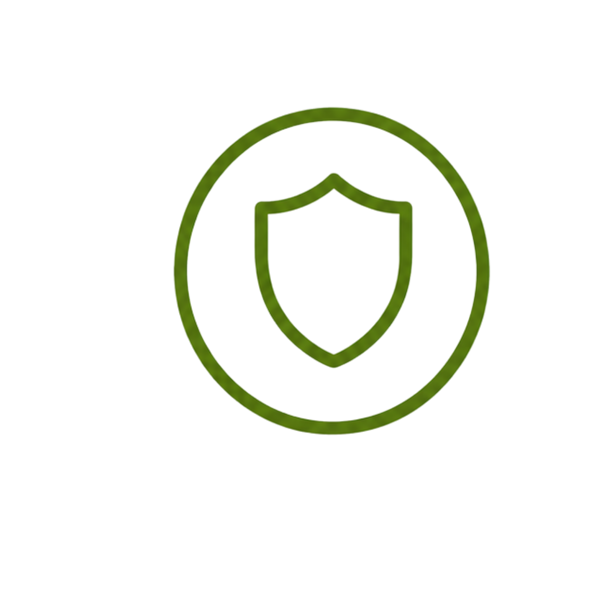 Green neon shield icon enclosed within a circular outline.