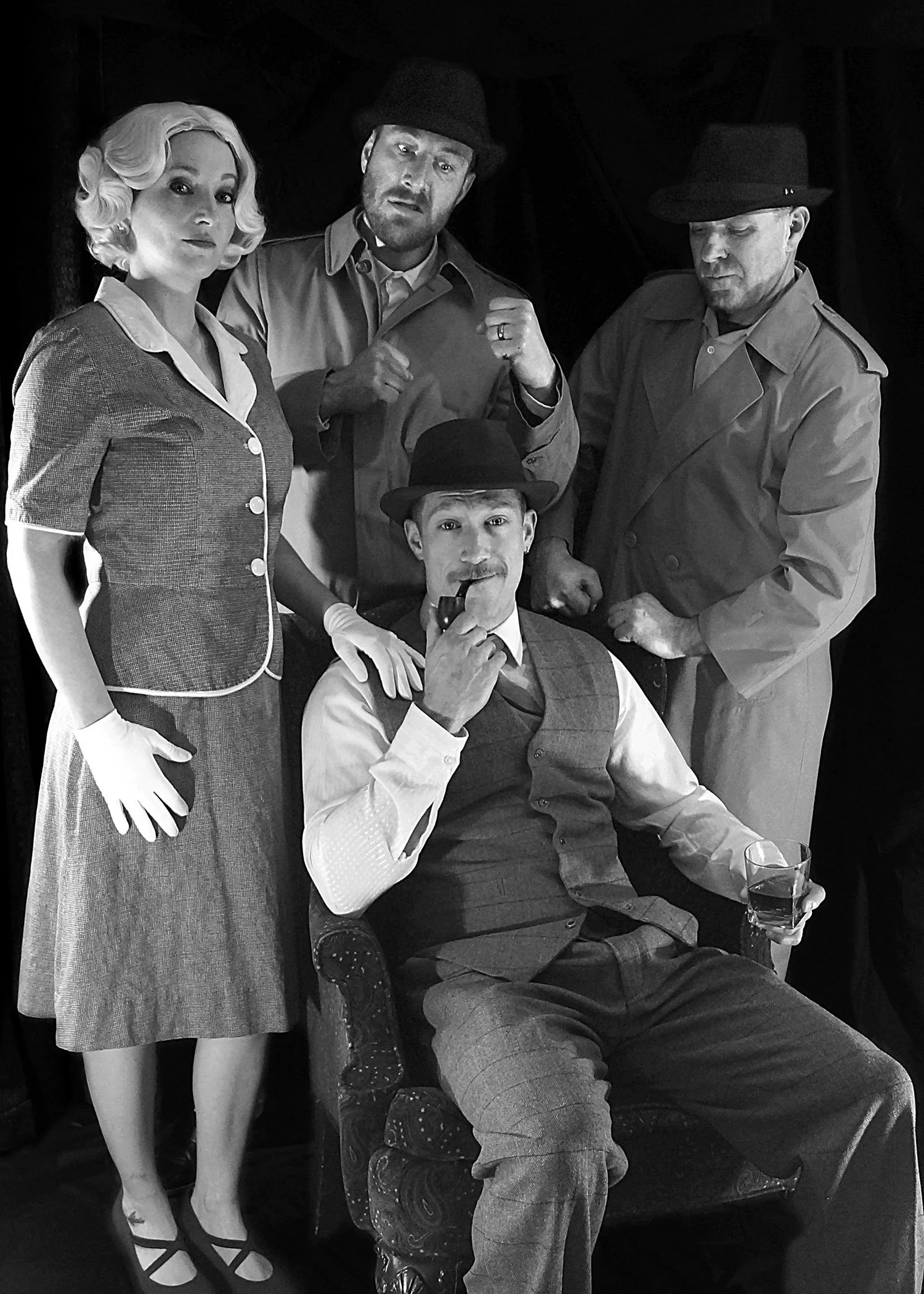 The dazzling cast featured in Stage Black's upcoming performance '39 Steps' as told by Patrick Barlow.