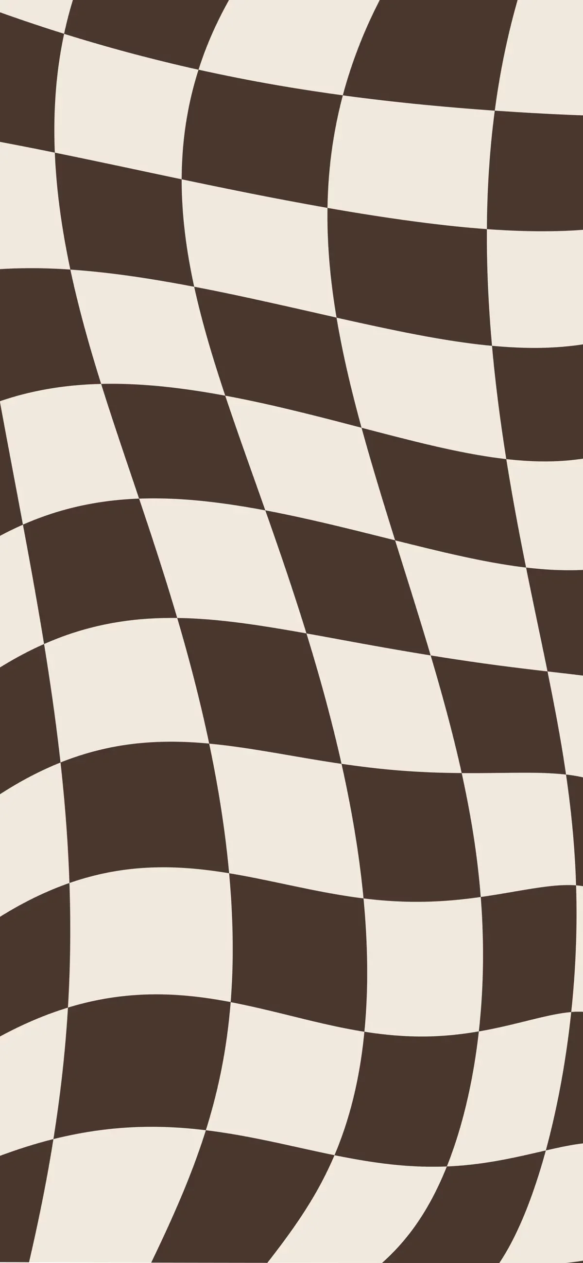 A wavy, distorted checkered pattern with black and beige squares.