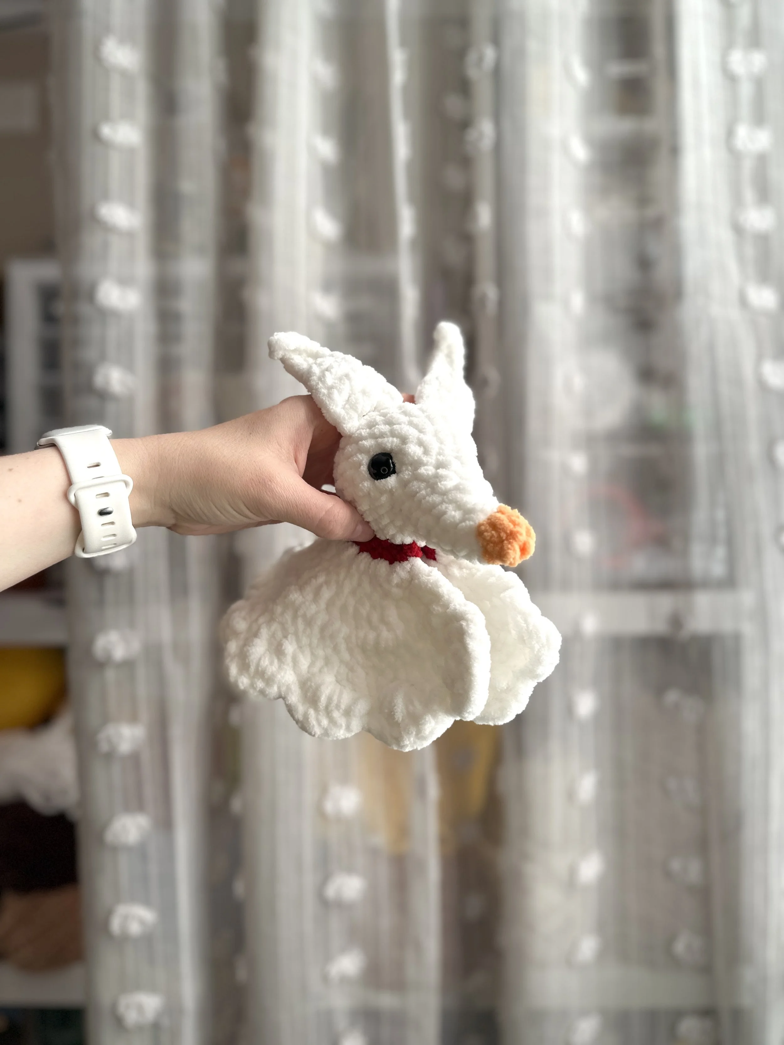 crochet white ghost dog