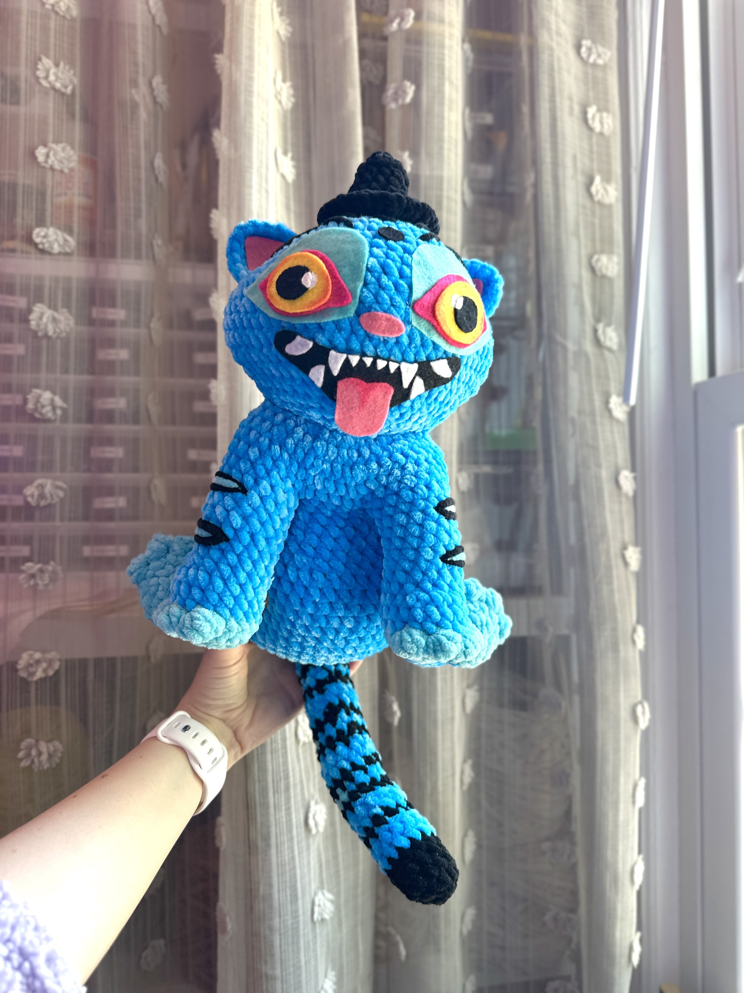 jumbo blue tiger crochet plushie