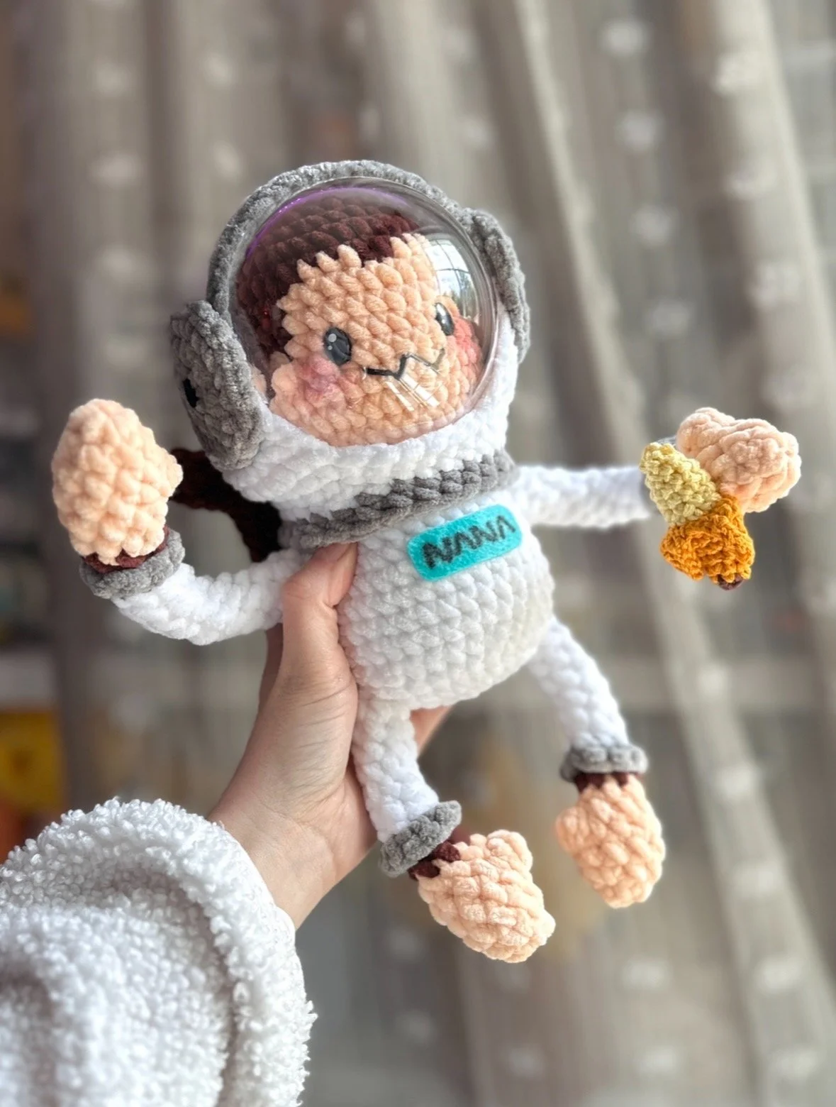 crochet space monkey with banana
