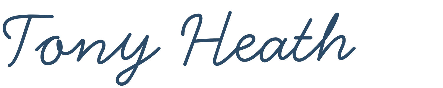 Signature-style text depicting the name 'Tony Heath' in blue ink.