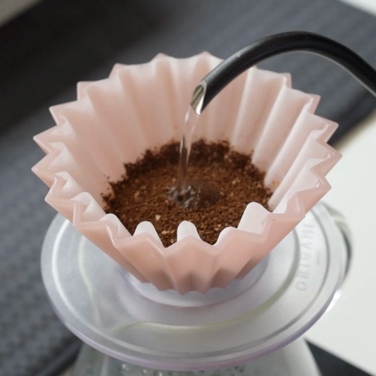 Precision manual pour-over brewing process during a private Simple Brewings coffee consultation.