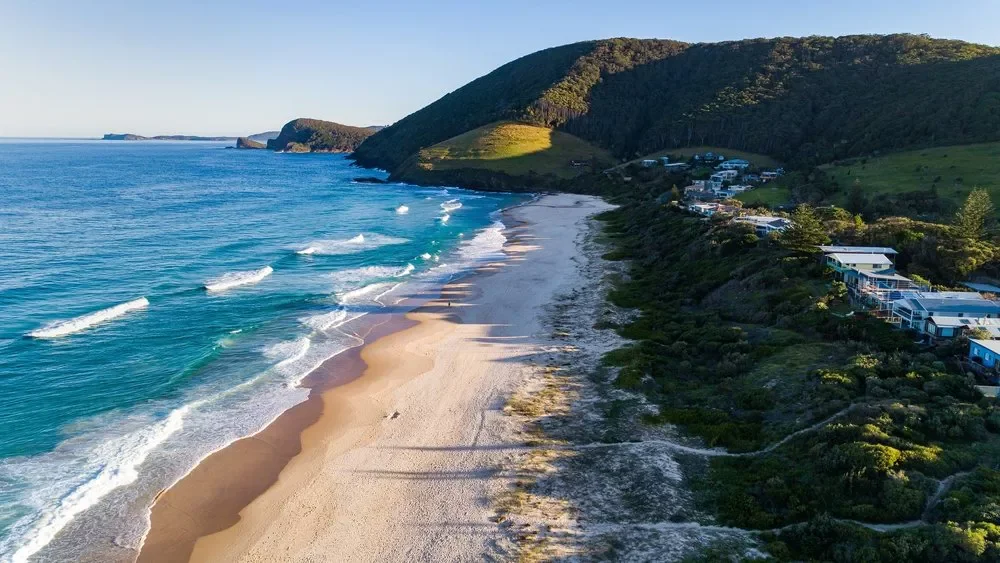 Aerial coastal view Pacific Palms, Forster, Diamond Beach, NSW — Vanguard Shoreline property care
