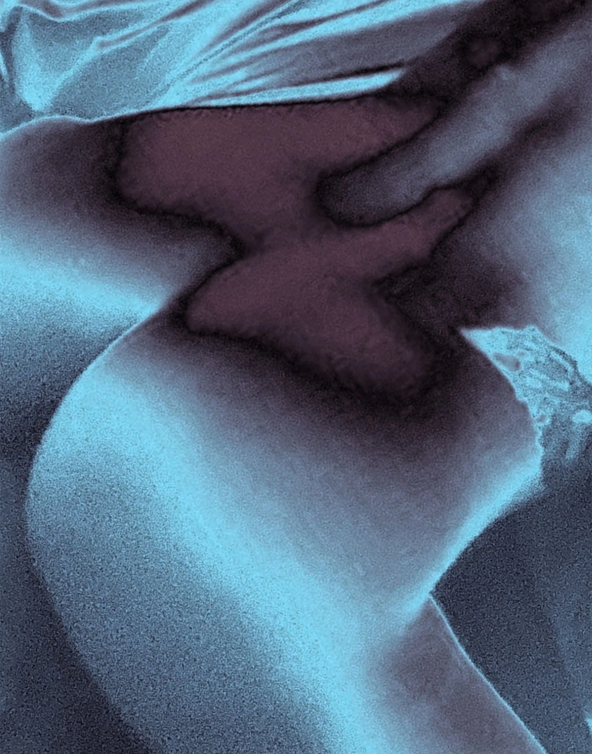 A woman lying on a bed in a dark room illuminated by Silver and blue, A blue aesthetic nude figure photograph featuring a woman in an erotic pose