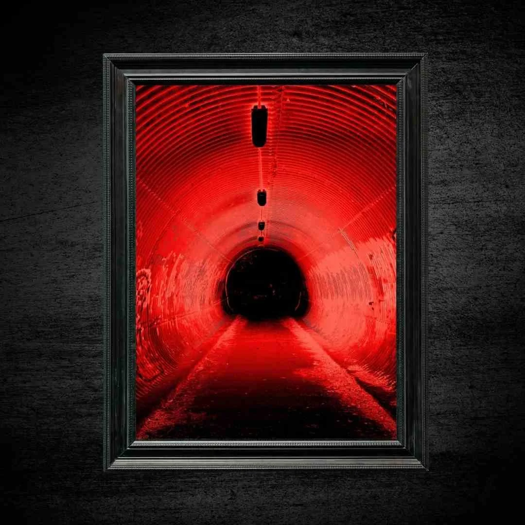 Red to Black Trail Tunnel-Red Aesthetic Liminal Photography-Fine Art Print