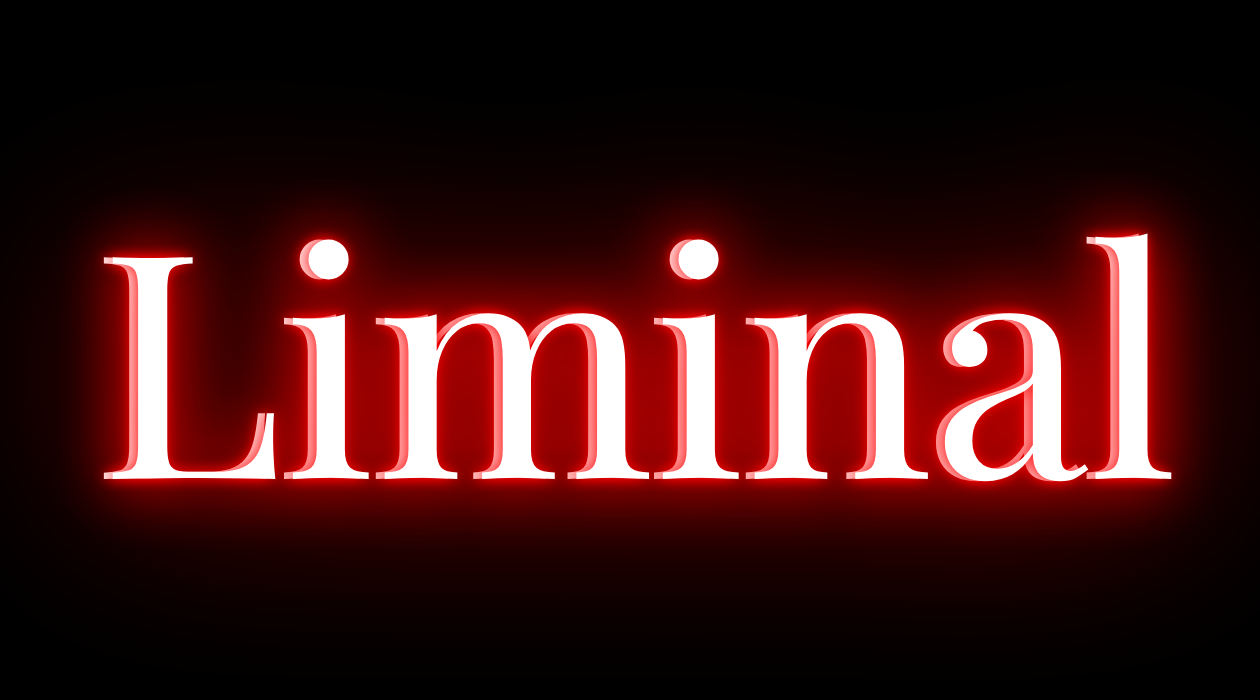 The word "Liminal" in large white font with a red glow and shadow effect on a black background.