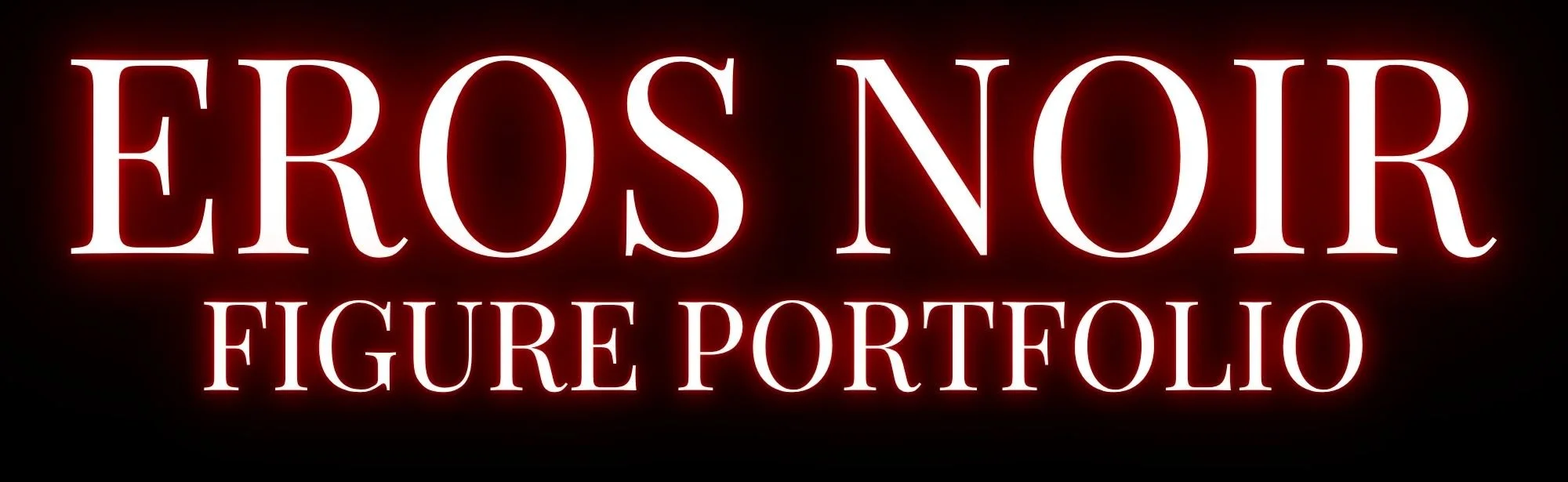 Sign that reads "EROS NOR FIGURE PORTFOLIO" in large illuminated letters on a dark background.