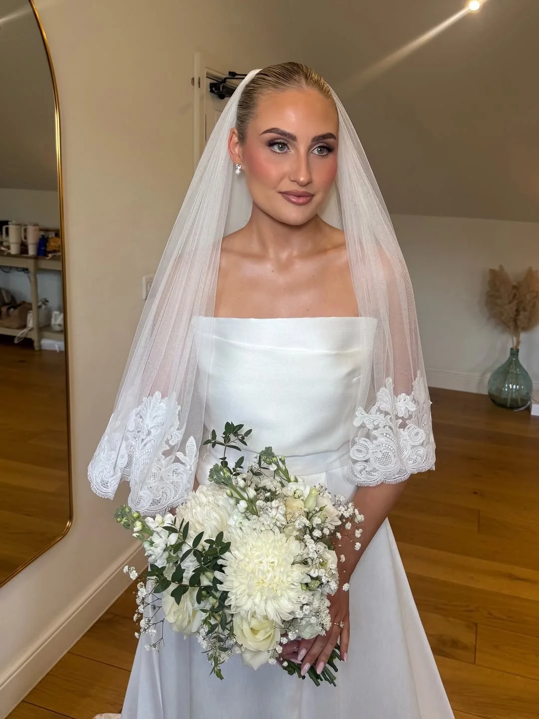 Elevated bridal makeup by Dayna Cerys for a modern wedding celebration.