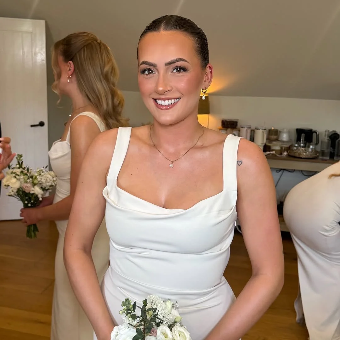 Romantic bridal makeup created by Dayna Cerys with soft, natural definition.