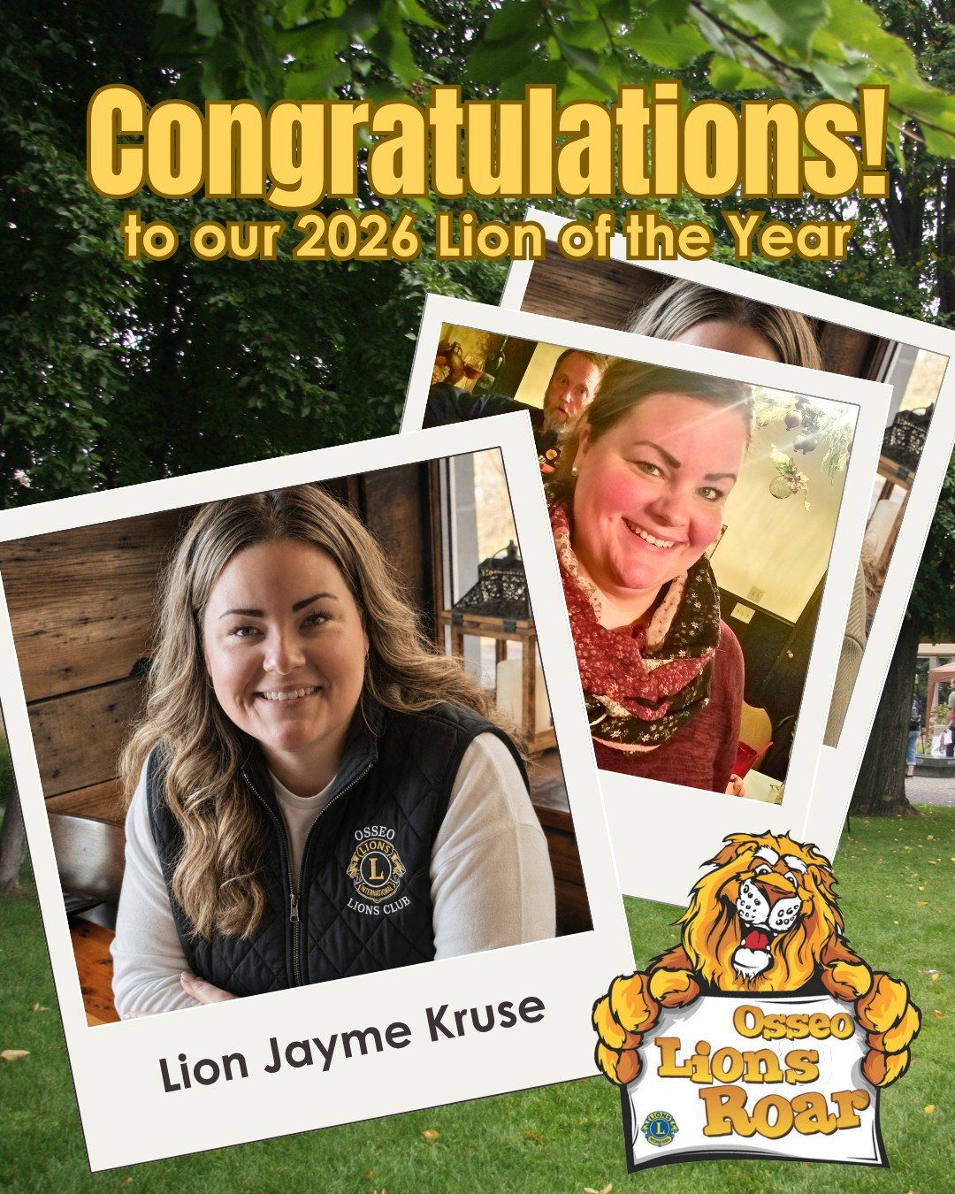 🦁🏆 Congratulations to our very own Lion Jayme Kruse &mdash; the 2026 Lion of the Year!

From Club President to Lions Roar Chair, Jayme has poured her heart into serving the Osseo community since day one. Business, leadership, and community &mdash; 