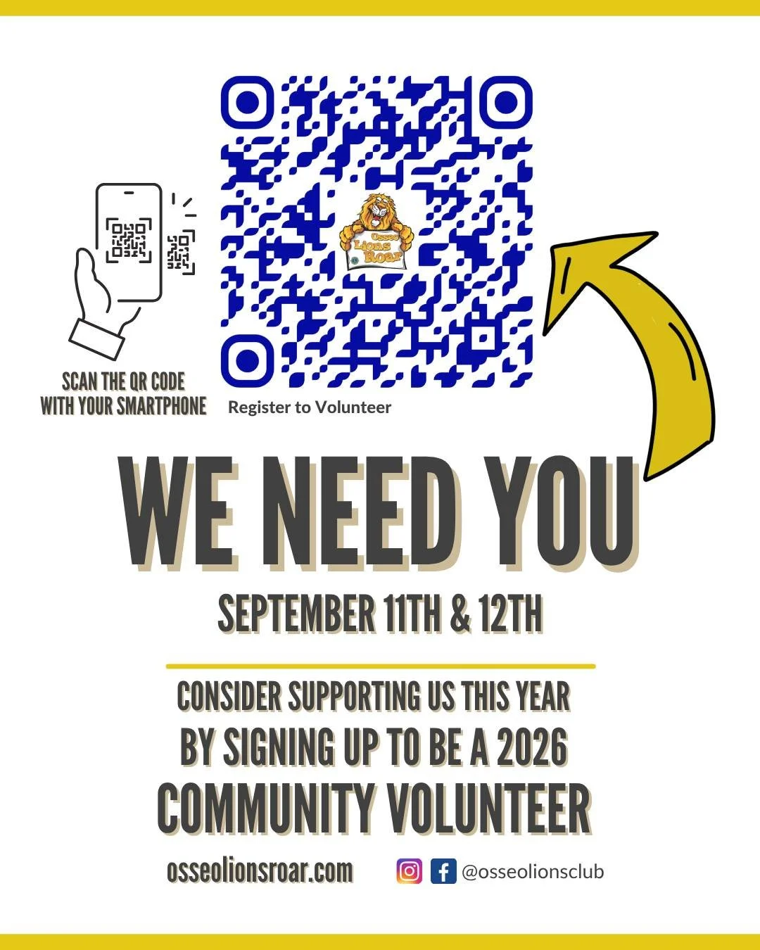 🦁 50 years of the Roar. Zero of them happened without volunteers.

Two days, a parade, a 5K, a beer tent, a brand-new Taste of Osseo, and a whole kids' land &mdash; and every bit of it runs on neighbors who show up. We need you.

Where we need hands