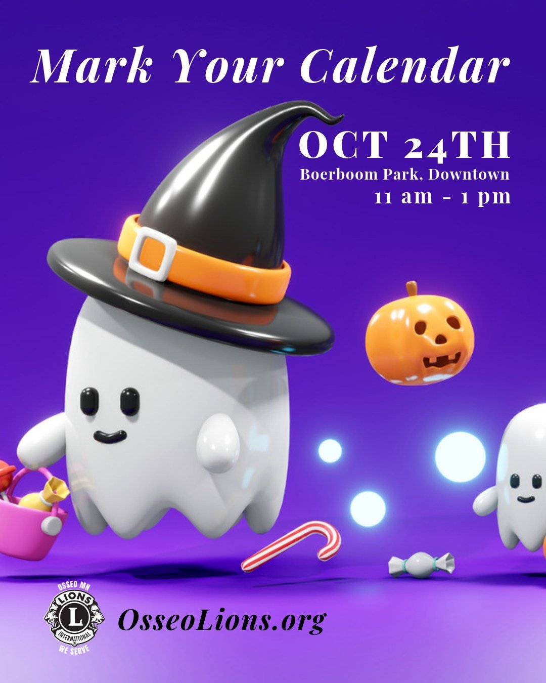 🎃 SAVE THE DATE 🎃 Osseo Lions Halloween Celebration

📅 Sat, Oct 24 &middot; 11 AM&ndash;1 PM
📍 Central Avenue + Boerboom Park

Trick-or-treat at local businesses, then hit the park for more treats, games, and fun. Free, all ages, costumes optiona