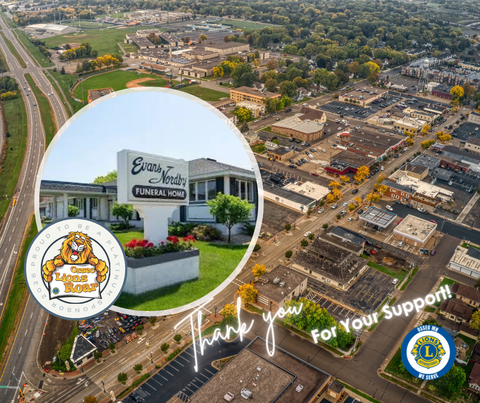 Click Above for Information About This Sponsor.  EVANS-NORDBY FUNERAL HOME of OSSEO, 2026 Platinum Sponsor |    Find us online  