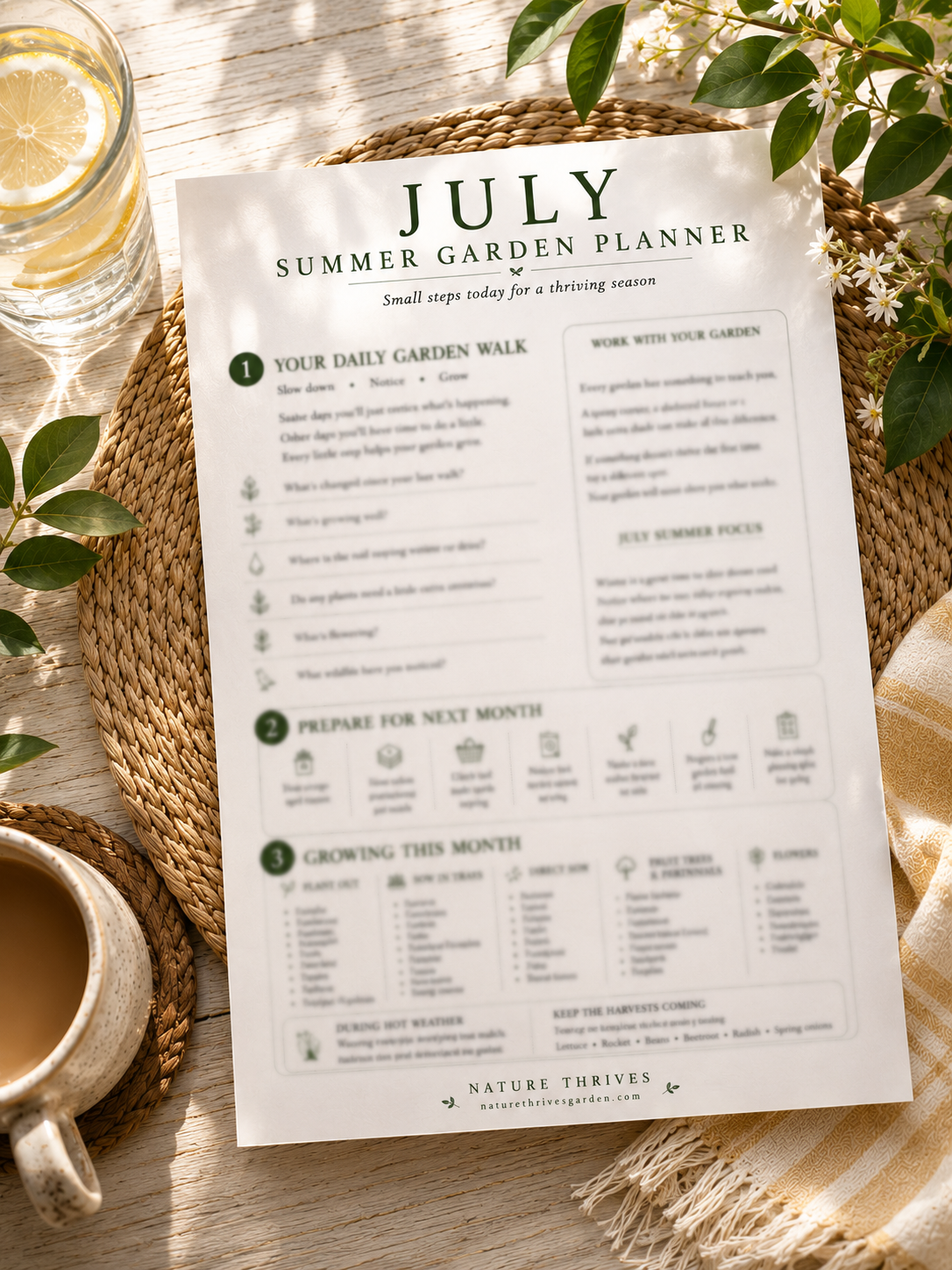 July Summer Garden Planner – Northern Hemisphere (Printable PDF)