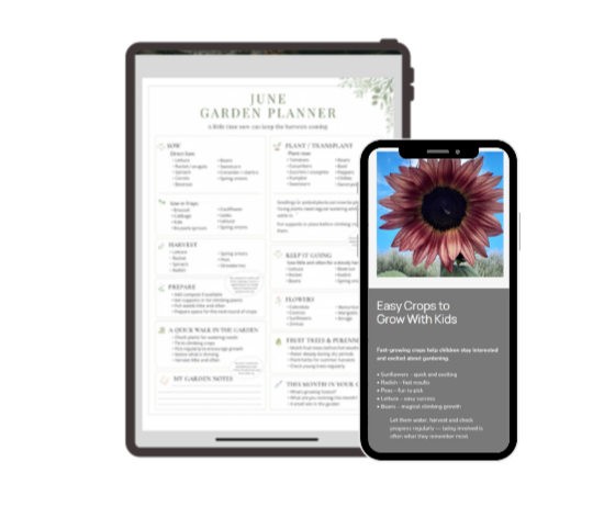 Preview of Grow Club content showing a seasonal garden planner and practical gardening tips available to members.
