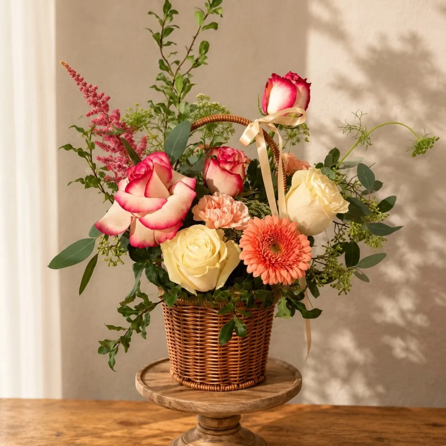 Friday Bloom 🌿

Happy Friday.

This basket arrangement features White Roses, Pink Roses and Gerbera Daisy.

🤍 White Rose &mdash; Purity &amp; New Beginnings
🌹 Pink Rose &mdash; Gratitude &amp; Admiration
🌸 Gerbera Daisy &mdash; Joy &amp; Happines