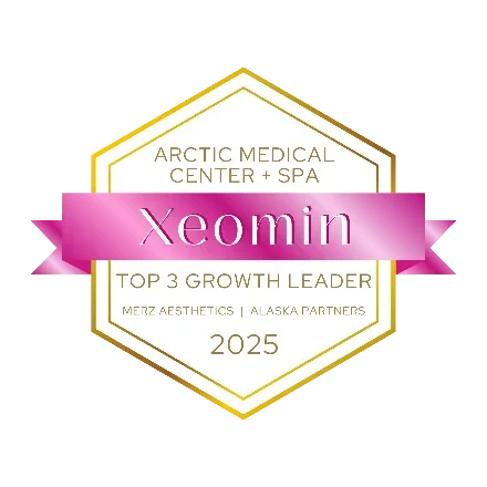 Logo for Arctic Medical Center + Spa, highlighting Xeomin as a top 3 growth leader in 2025, with Merz Aesthetics and Alaska Partners.